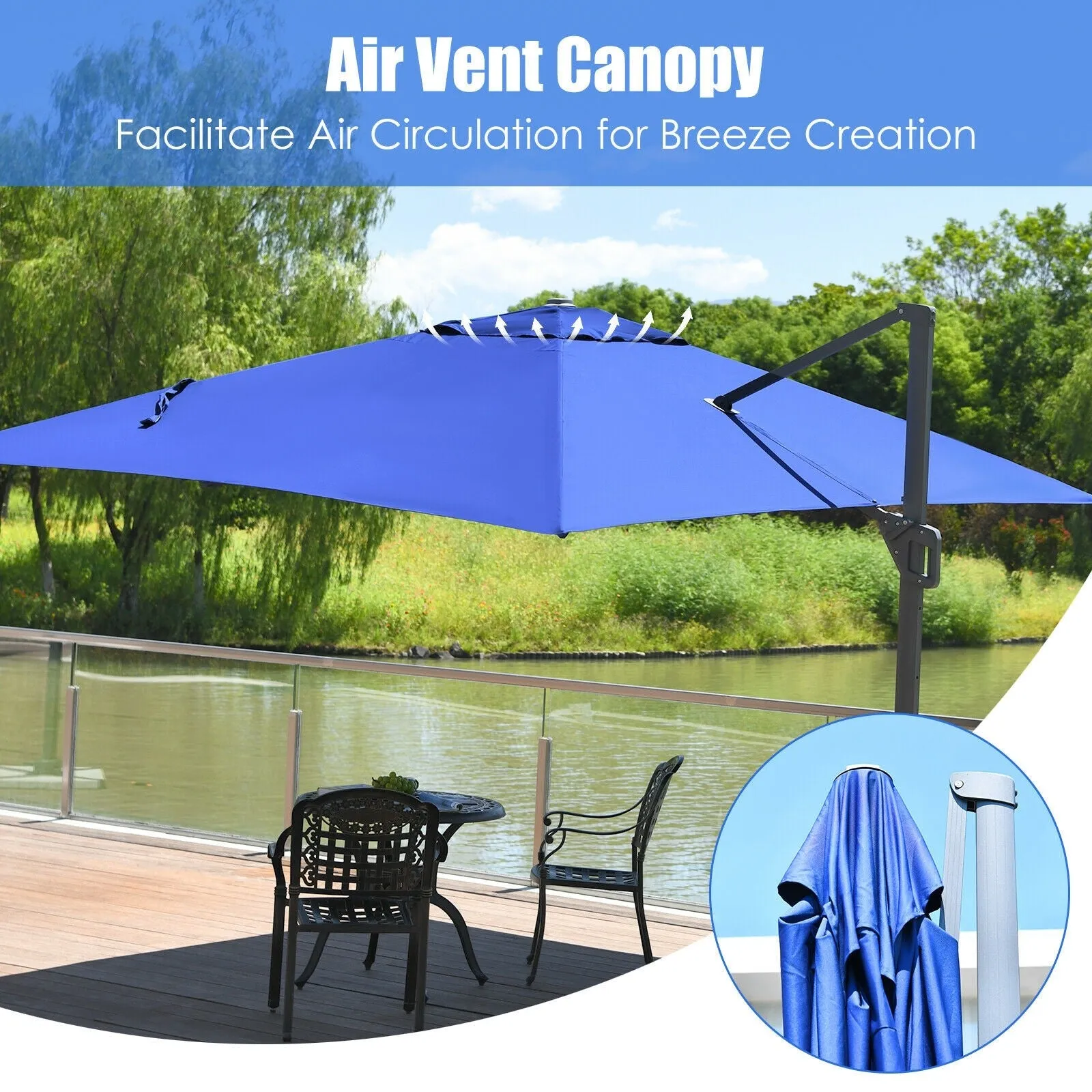 10 x 13ft Rectangular Cantilever Umbrella - Navy