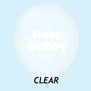 11" Happy Birthday Streamers Latex Balloons Clear or Black(10 Per Bag)