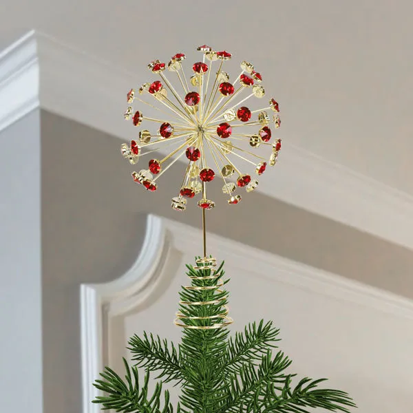 12" Red Crystal Burst Tree Topper