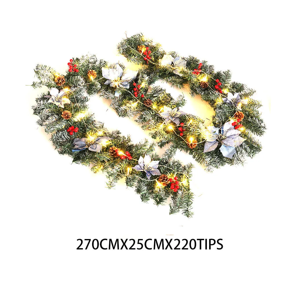 9ft Artificial Spruce Christmas Garland with 50 LED Warm White Lights