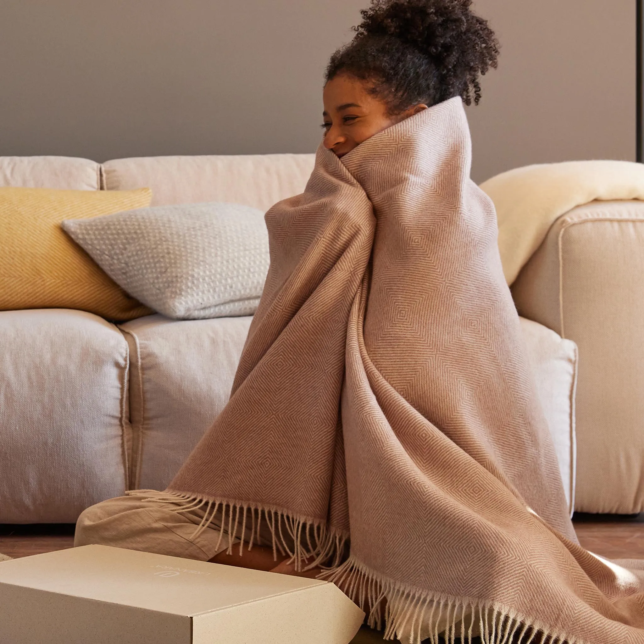 Alanga Alpaca Blanket [Dusty pink & Off-white]