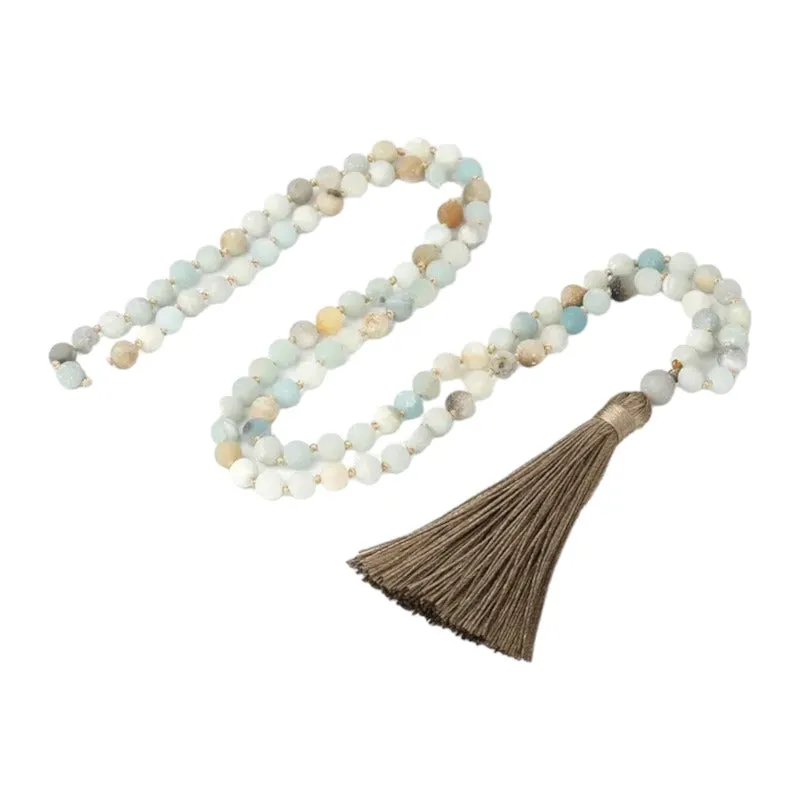 Amazonite Semi-Precious Gemstone Tassel Necklace - 36 inch