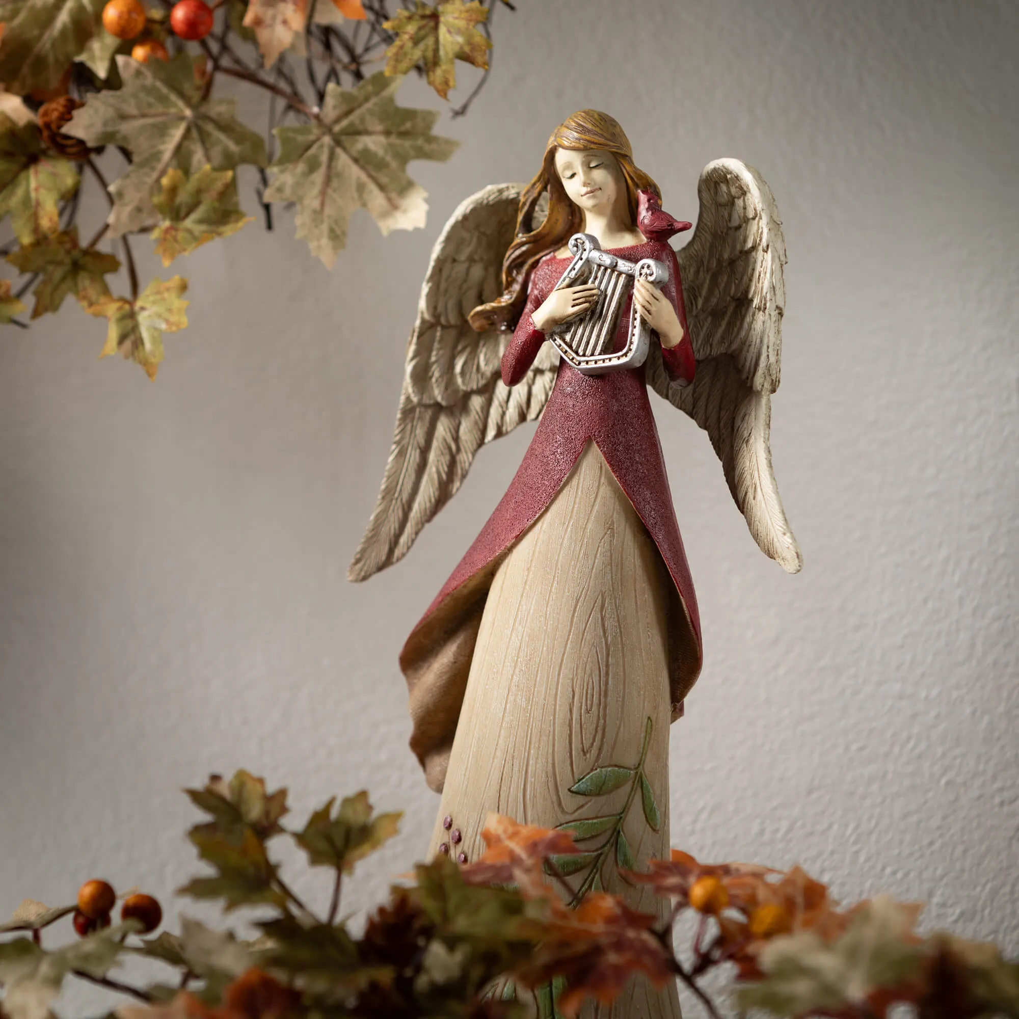 Angel With Harp Figurine