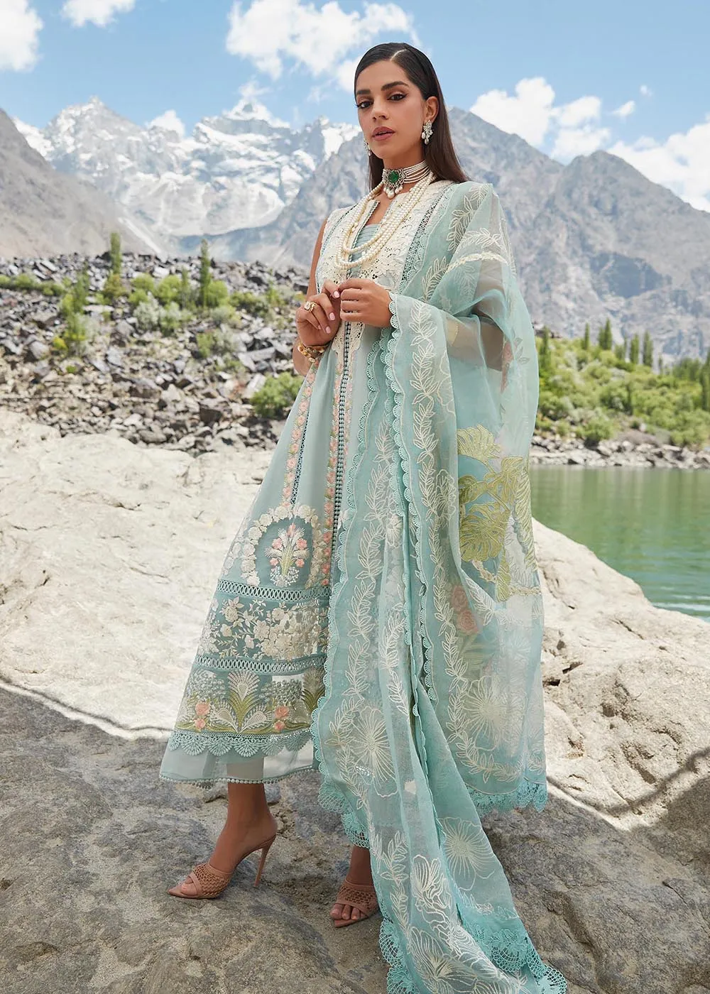 Aqua Lawn Suit - Saira Shakira X Crimson Luxury Lawn '23 - Chikkankari Affair - D2A