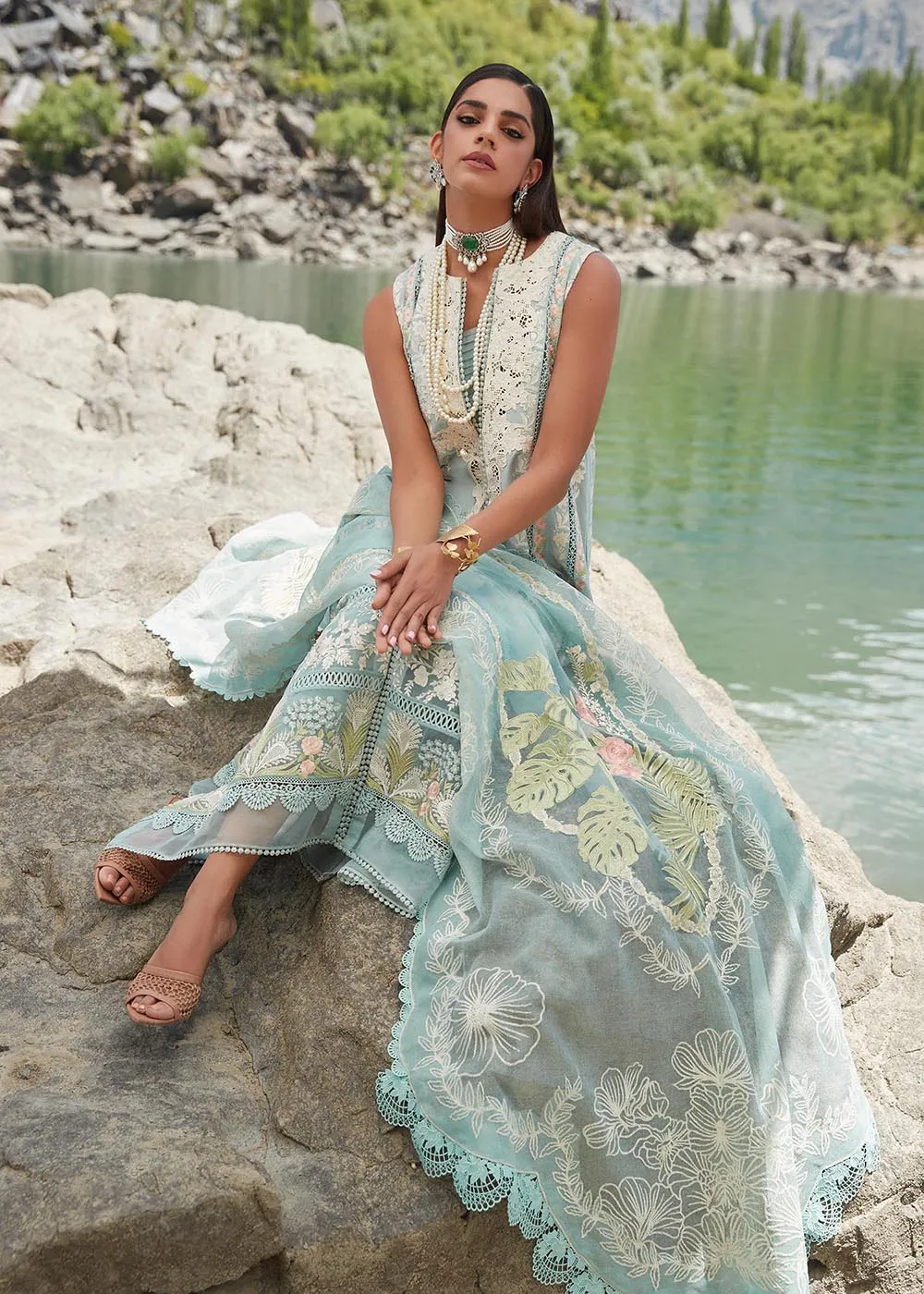 Aqua Lawn Suit - Saira Shakira X Crimson Luxury Lawn '23 - Chikkankari Affair - D2A