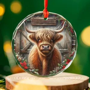 Barn Highland Cow Christmas Ornament