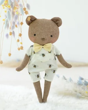 Bear Soft Toy Charlotte | Bee Jumpsuit with Bowtie