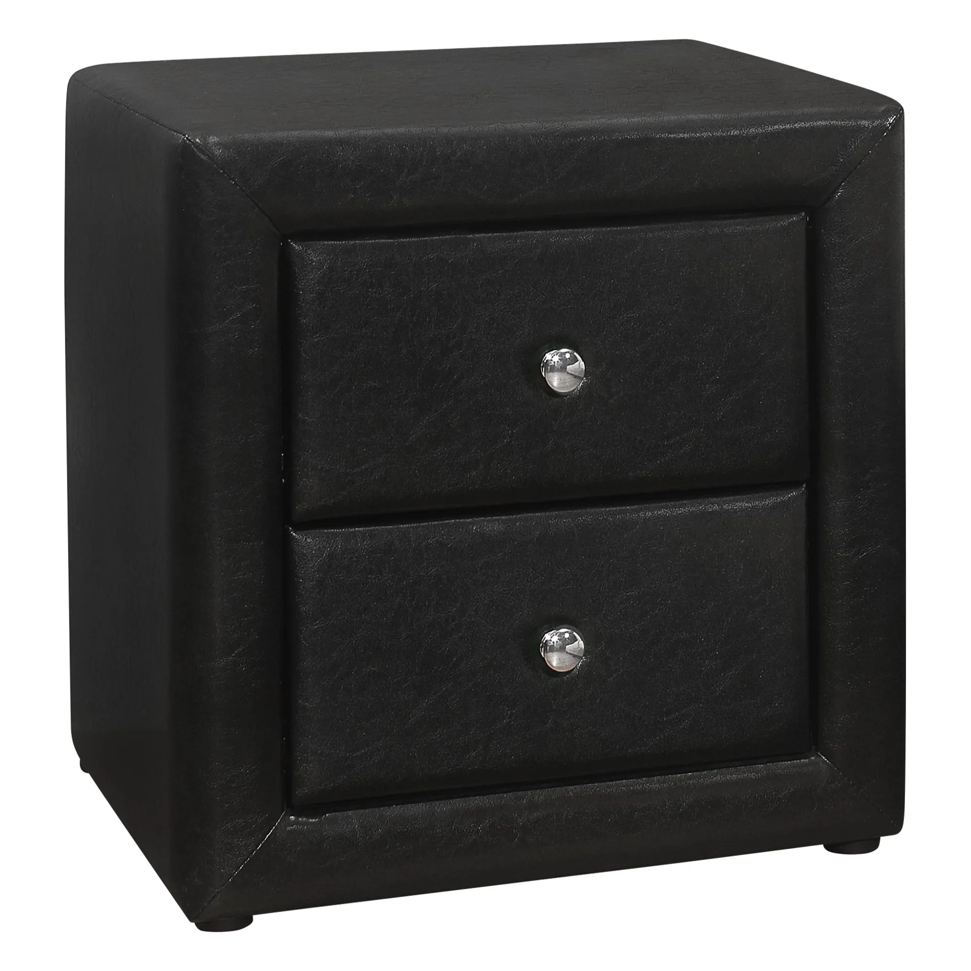 Bedroom Accent - 21"H / Black Leather-Look Night Stand