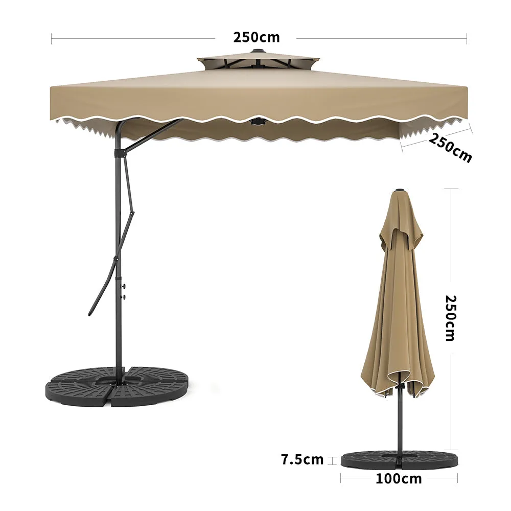 Beige Khaki Square Parasol with Vent