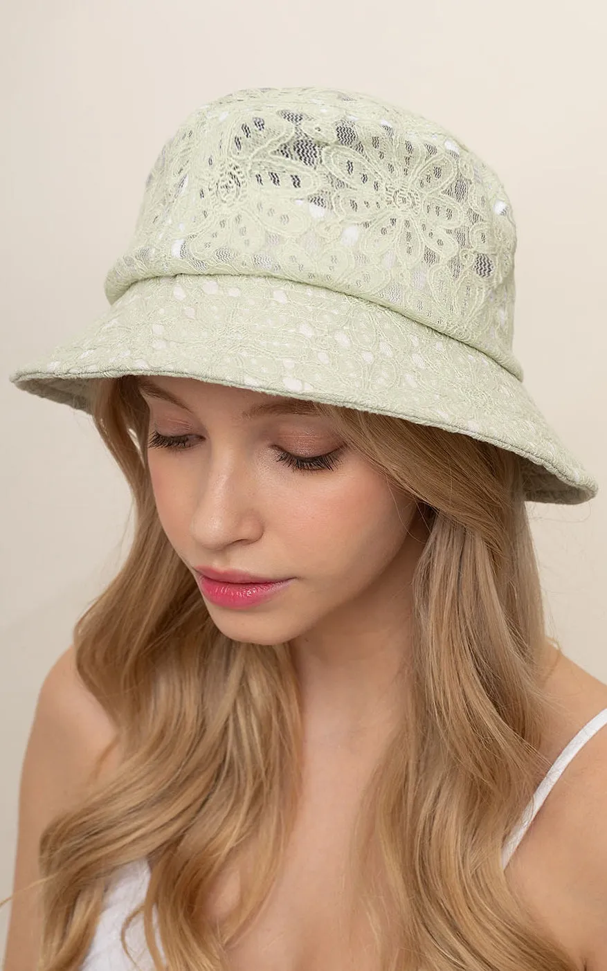 BHU110027 Flower Pattern Lace Bucket Hat