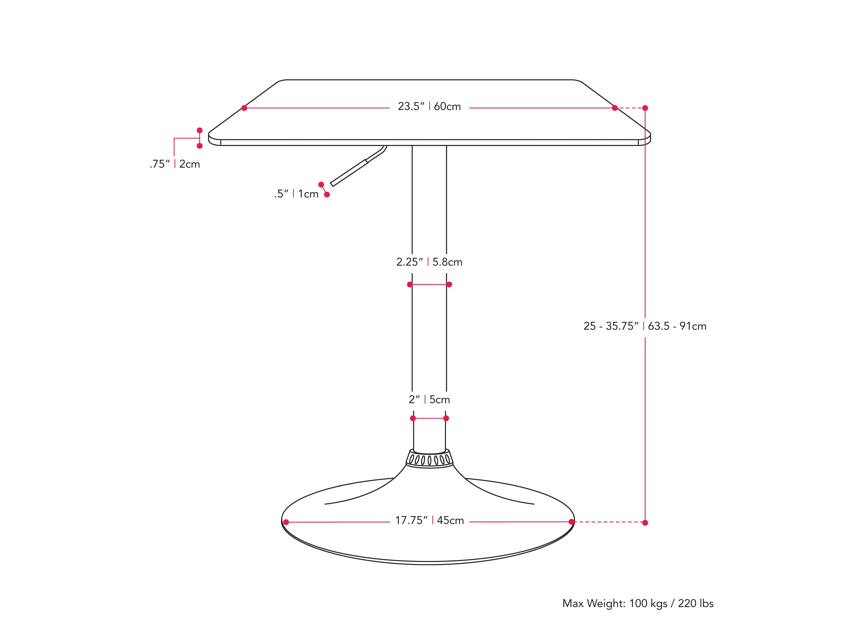 Black Adjustable Height Square Bar Table