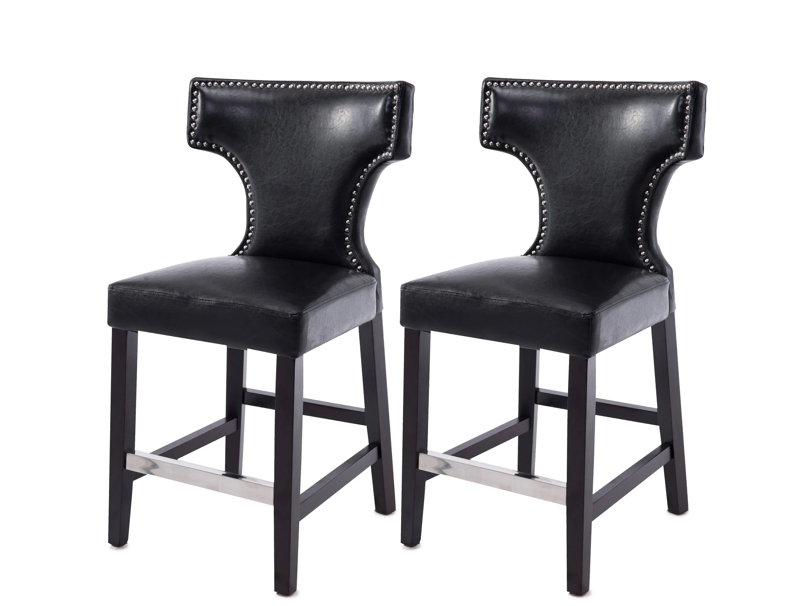 Black Counter Height Bar Stools, Set of 2