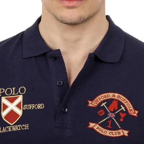 Blue L Ufford & Suffolk Polo Club Mens Polo Short Sleeves US007 NAVY BLUE