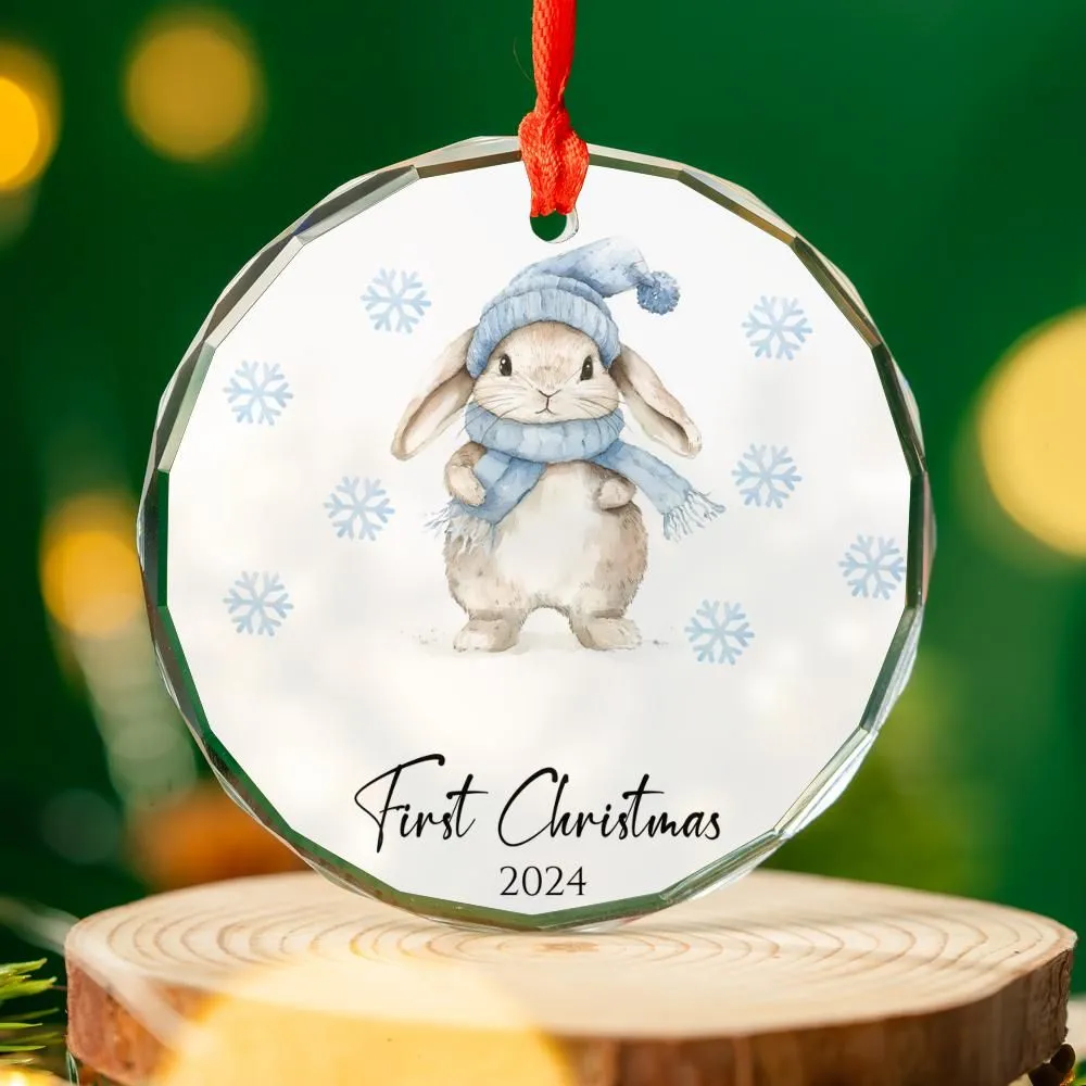 Blue Rabbit First Christmas Ornament