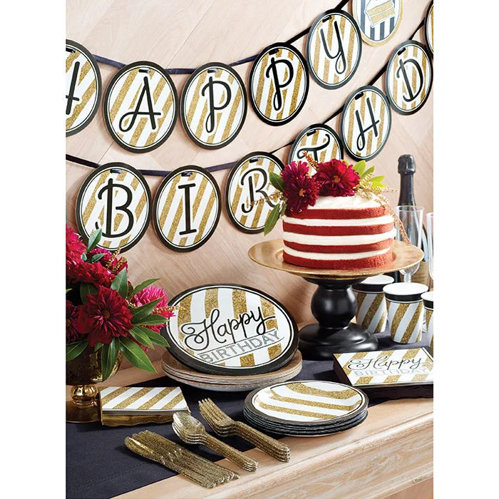 Bulk Black and Gold Birthday Luncheon Napkins (192 per Case)