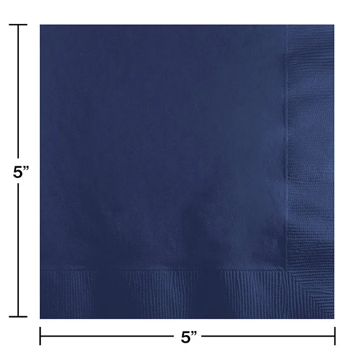 Bulk Pack of 100 Navy Beverage Napkins 2Ply