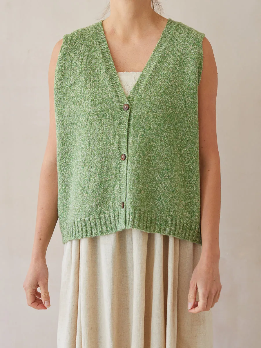 Button Up Vest | Green Marl