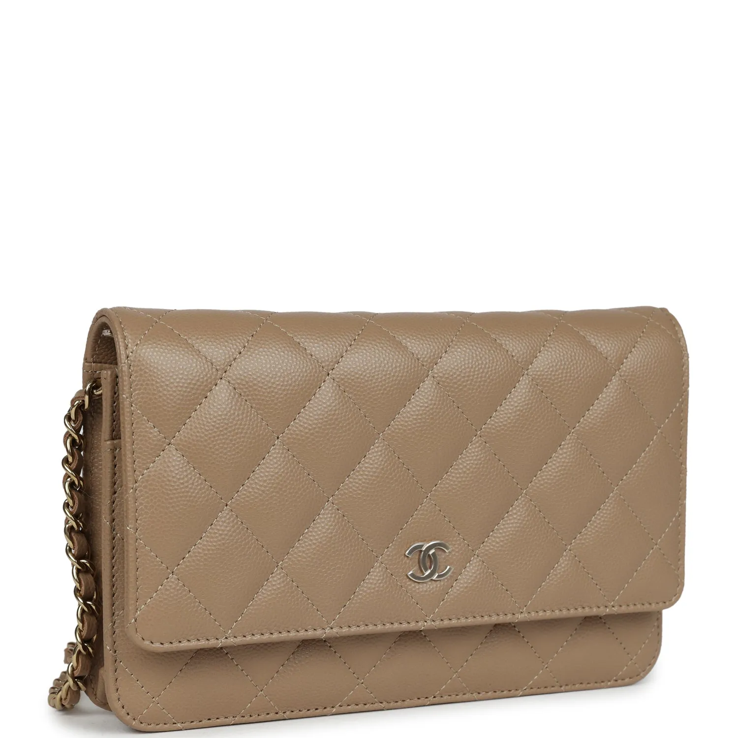 Chanel Classic Wallet On Chain WOC Dark Beige Caviar Gold Hardware