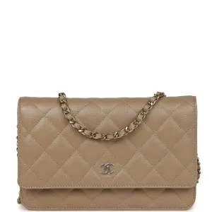 Chanel Classic Wallet On Chain WOC Dark Beige Caviar Gold Hardware