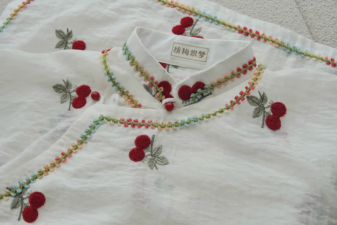 Cherry Skittles 樱桃彩虹糖 Embroidered Vintage Inspired Custom Qipao