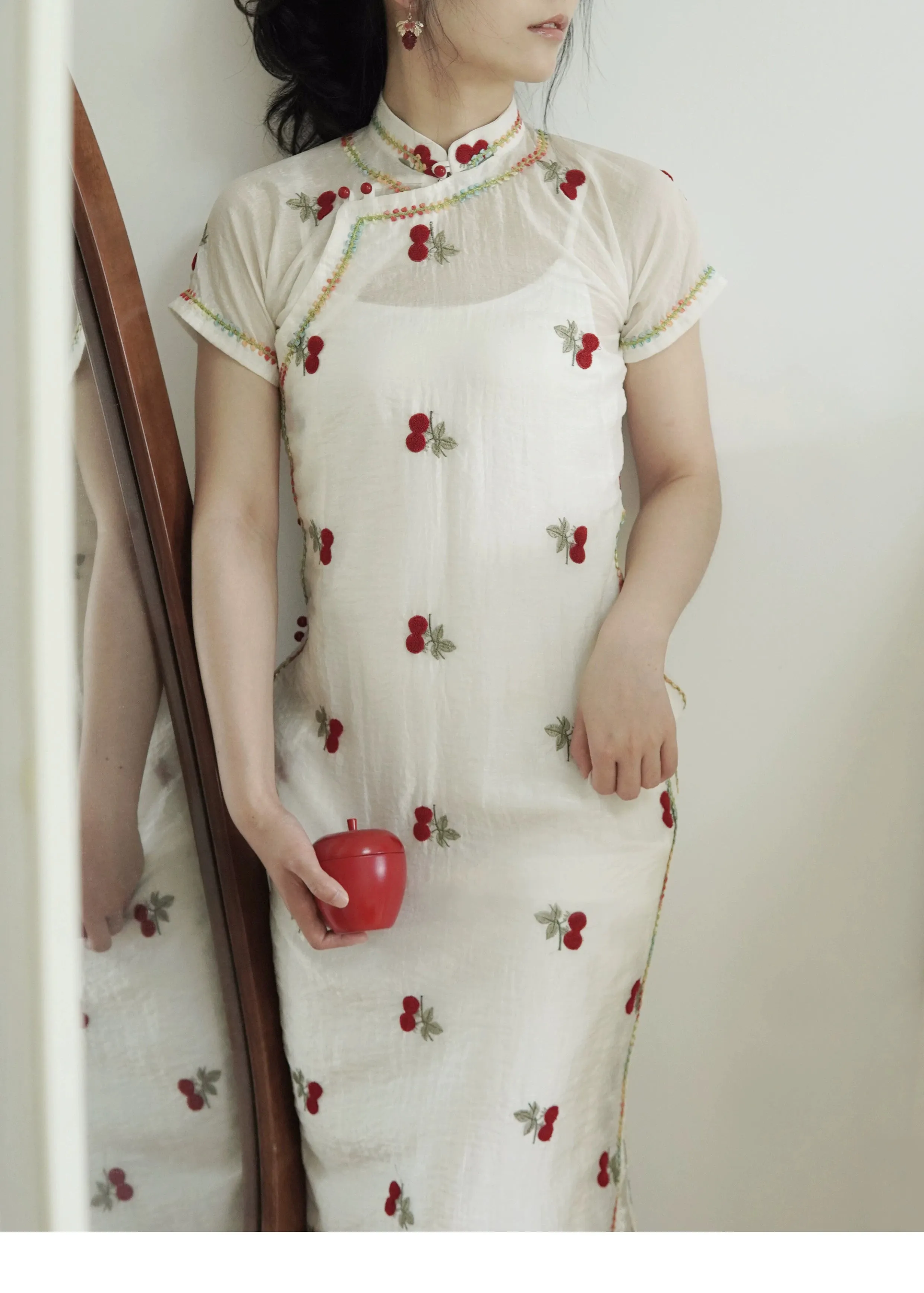 Cherry Skittles 樱桃彩虹糖 Embroidered Vintage Inspired Custom Qipao