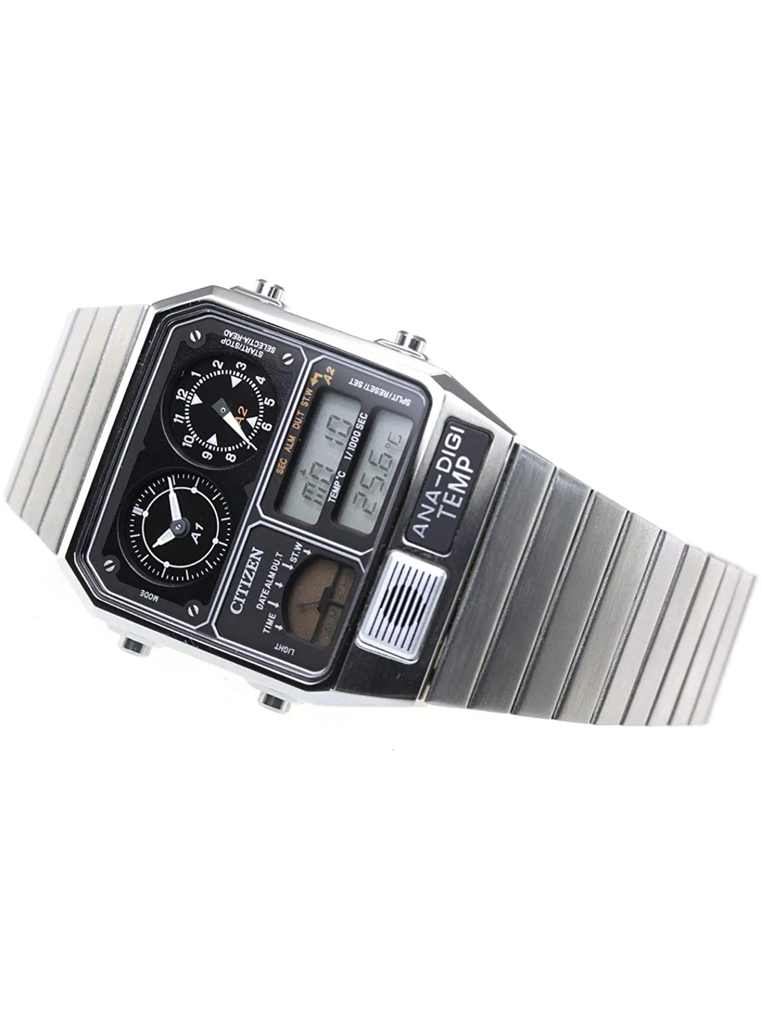 CITIZEN RECORD LABEL ANA-DIGI TEMP REPRODUCTION MODEL WATCH SILVER JG2101-78E JAPAN MOV'T JDM