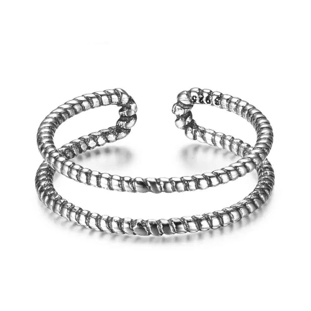 Classic 925 Sterling Silver Vintage Style Chain Ring, Fashionable Jewelry