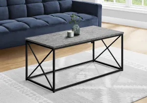 Coffee Table - 40"L / Grey Stone-Look / Black Metal