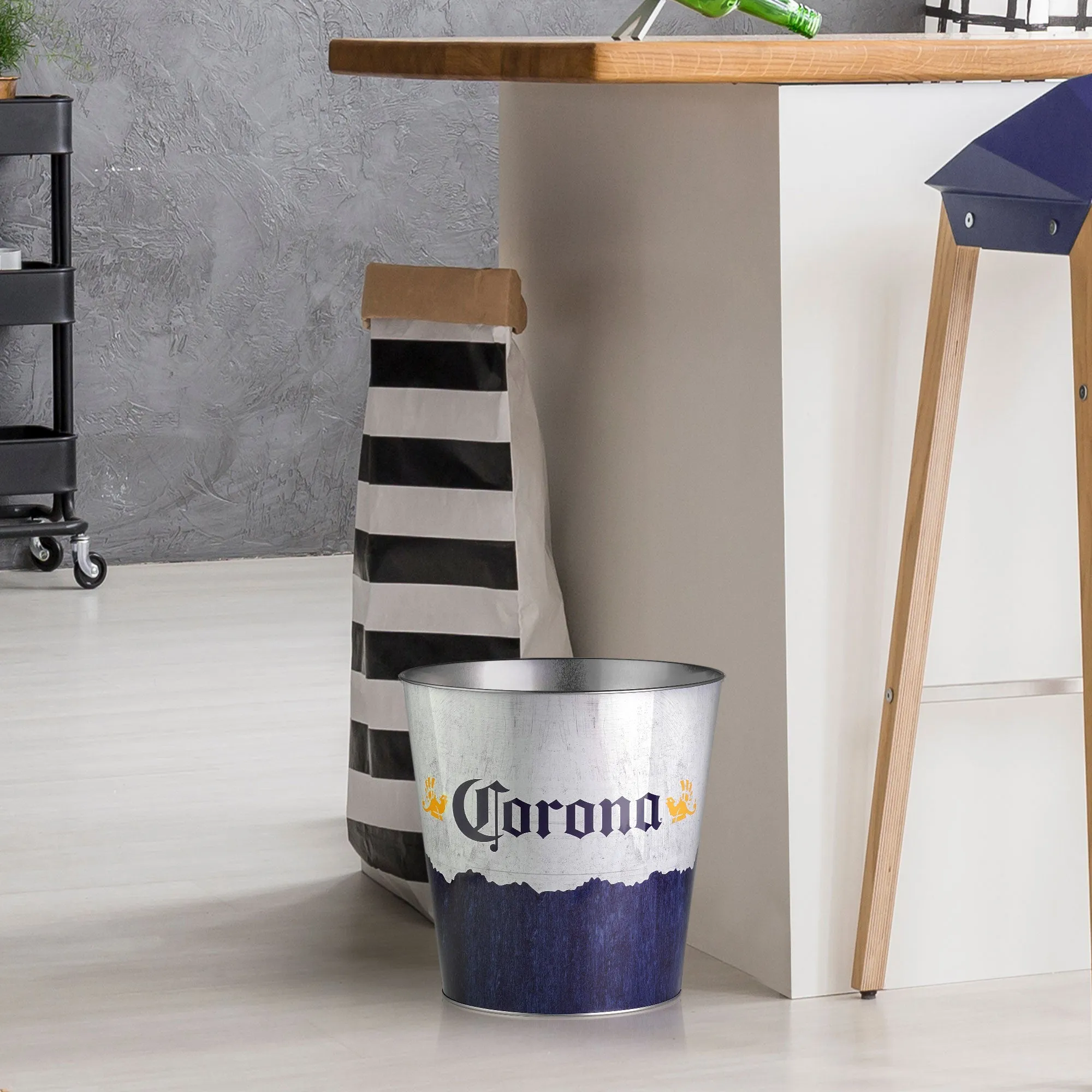 Corona Decorative Metal Trash Bin Waste Basket - 11.25" x 10.5"