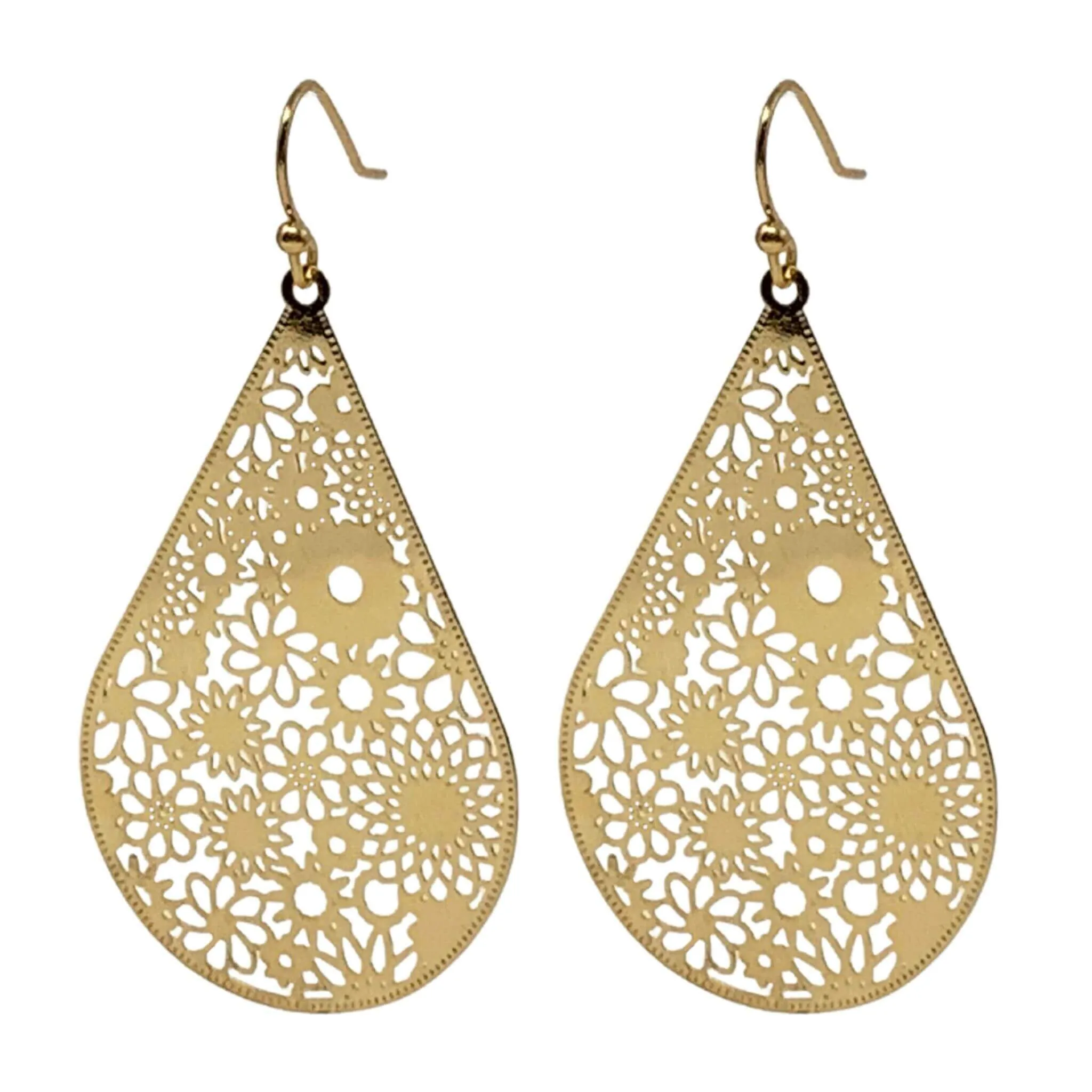 Delicate Flower Pattern Teardrop Earrings