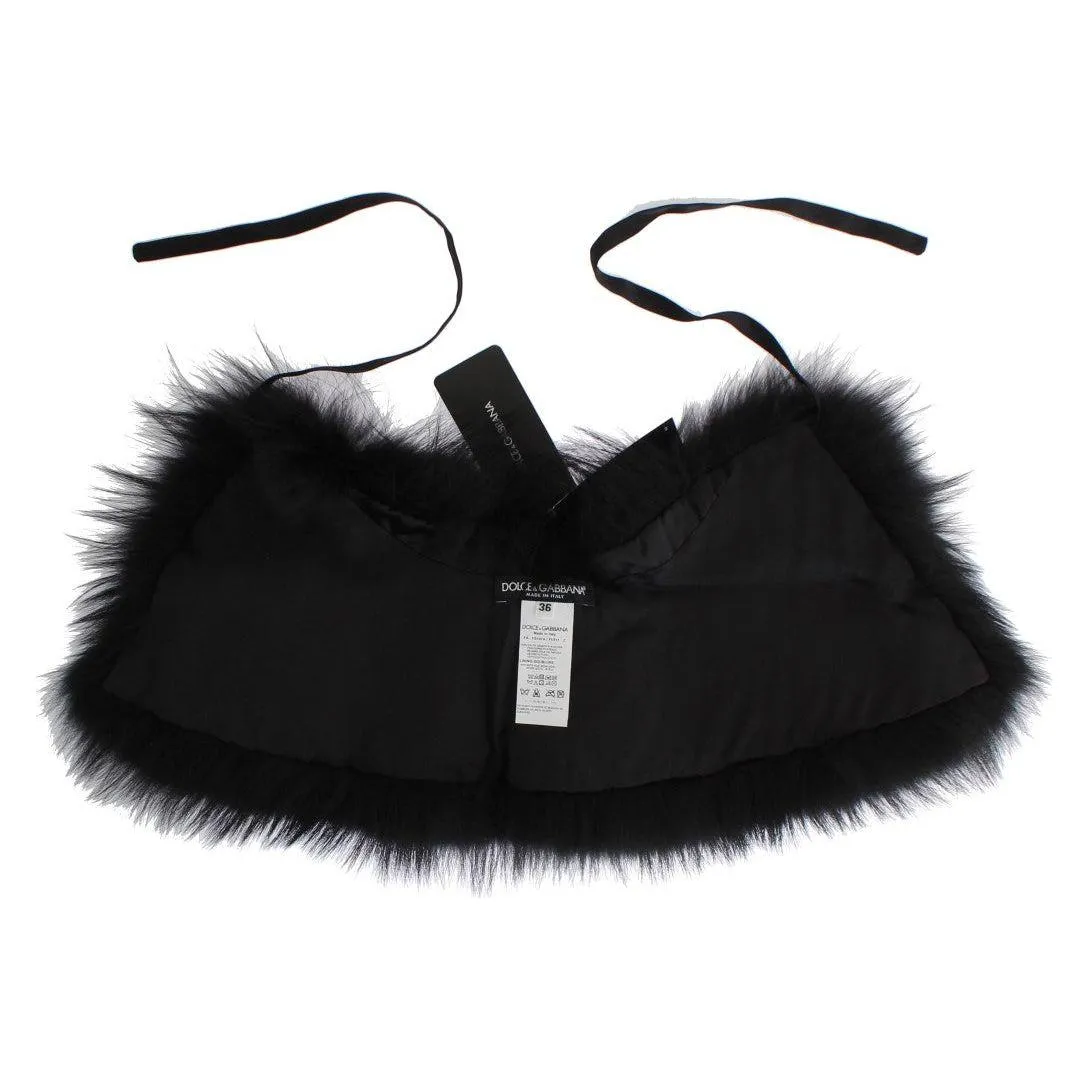 Dolce & Gabbana Black Fox Fur Chic Shoulder Wrap