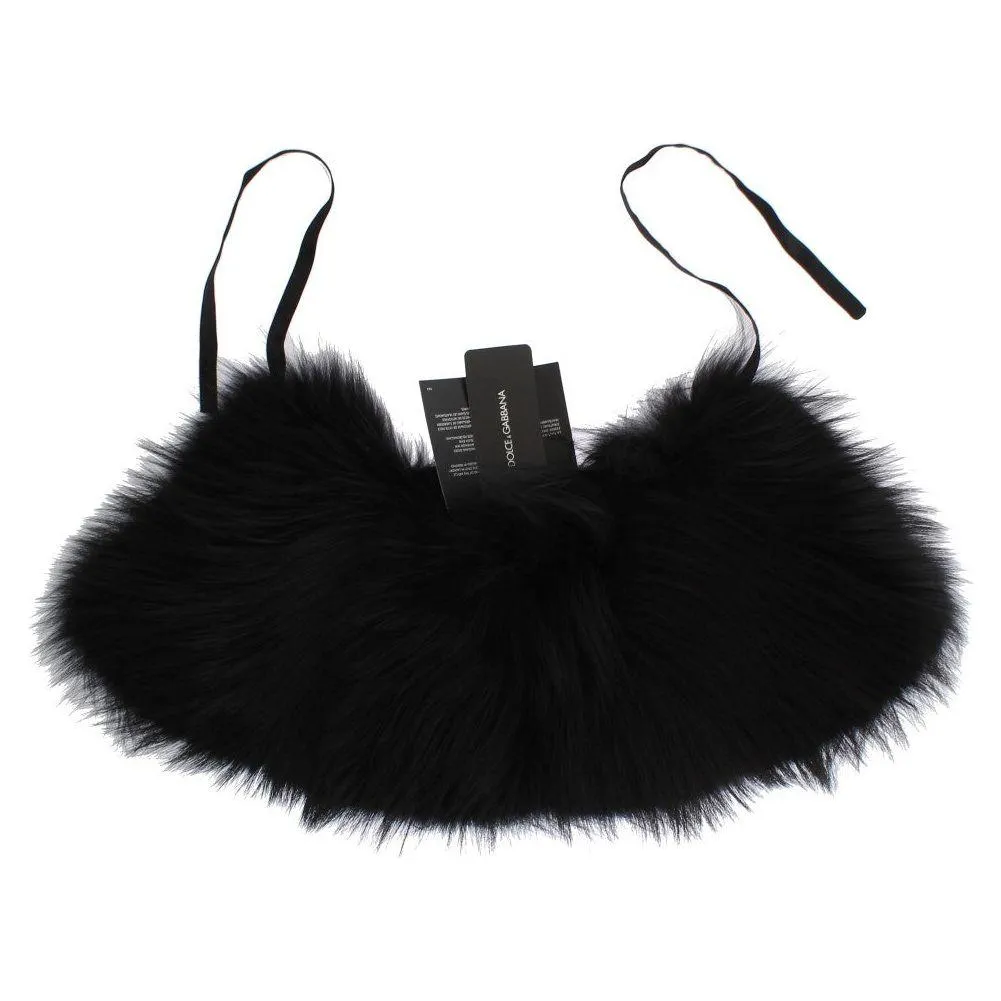 Dolce & Gabbana Black Fox Fur Chic Shoulder Wrap