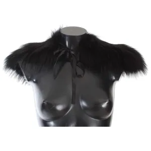 Dolce & Gabbana Black Fox Fur Chic Shoulder Wrap