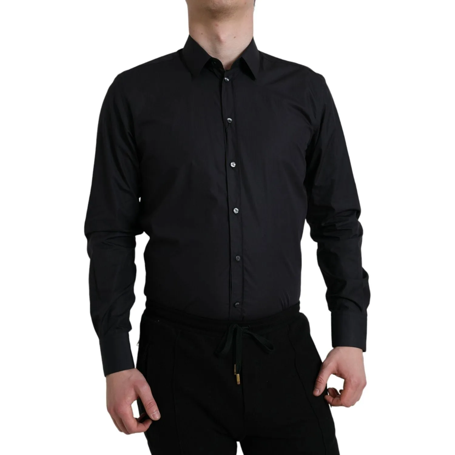 Dolce & Gabbana Elegant Navy Blue Slim Fit Dress Shirt