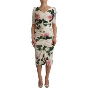 Dolce & Gabbana Elegant White Floral Sheath Dress