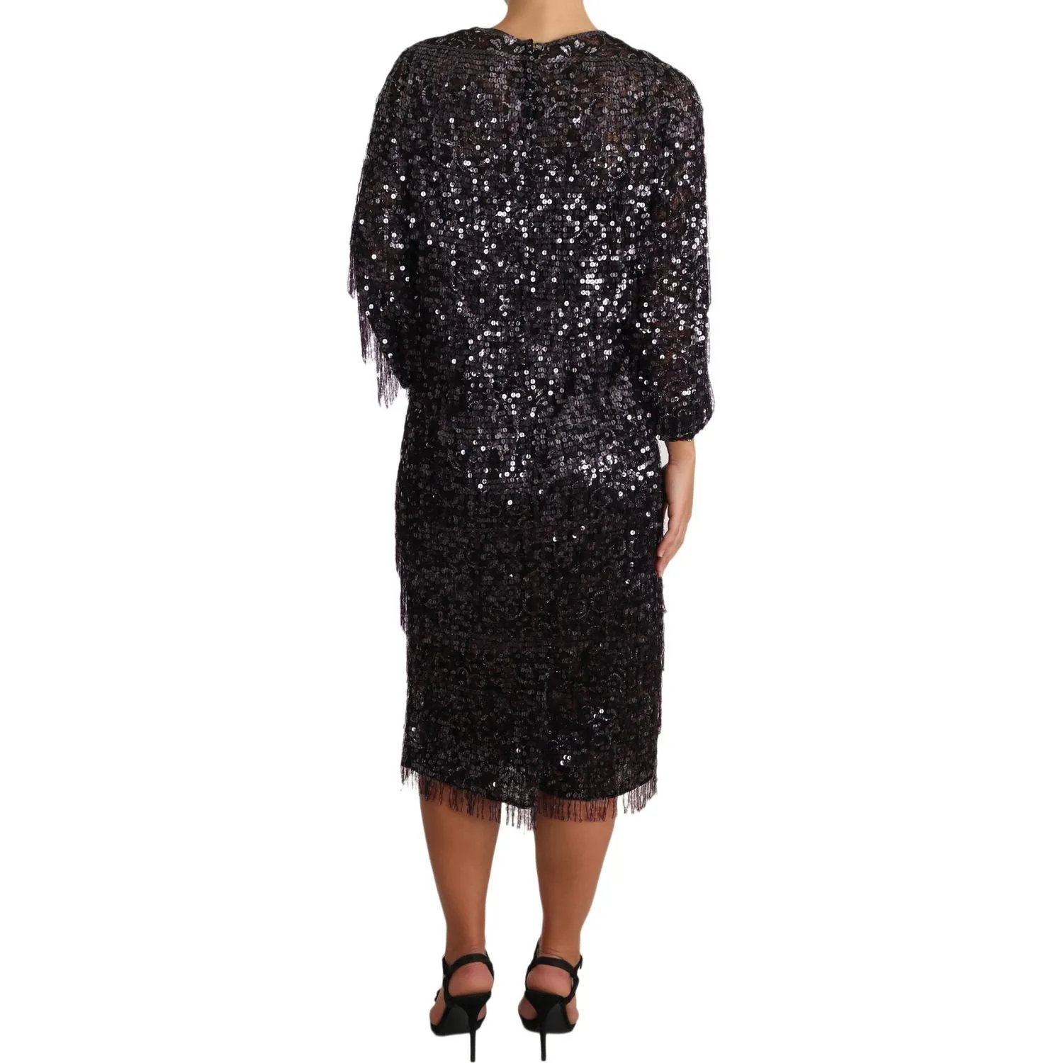 Dolce & Gabbana Sequined Shift Midi Dress – Timeless Elegance