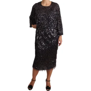 Dolce & Gabbana Sequined Shift Midi Dress – Timeless Elegance