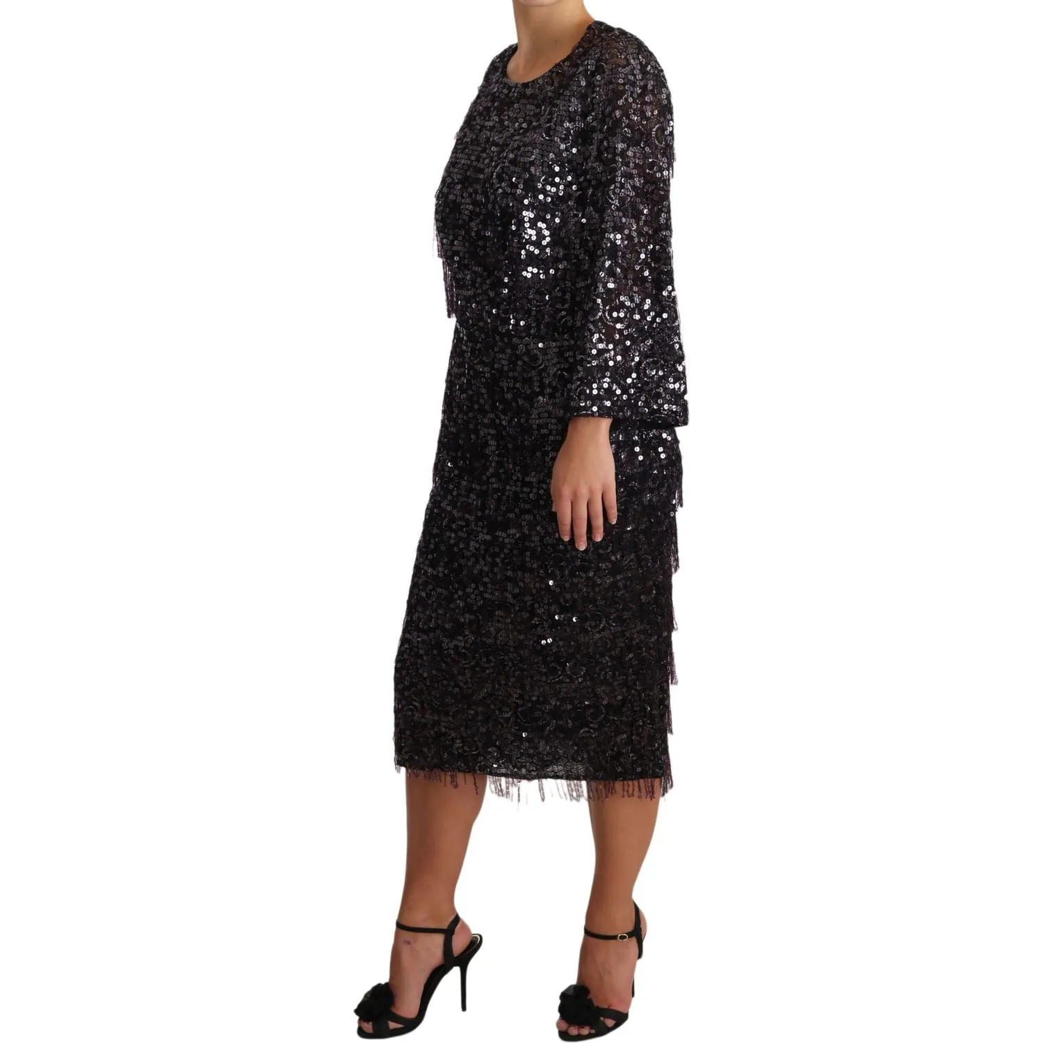 Dolce & Gabbana Sequined Shift Midi Dress – Timeless Elegance