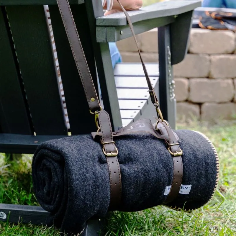 Fireside Wool Blanket with Leather Carrying Strap