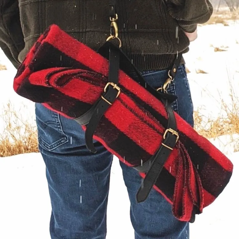 Fireside Wool Blanket with Leather Carrying Strap