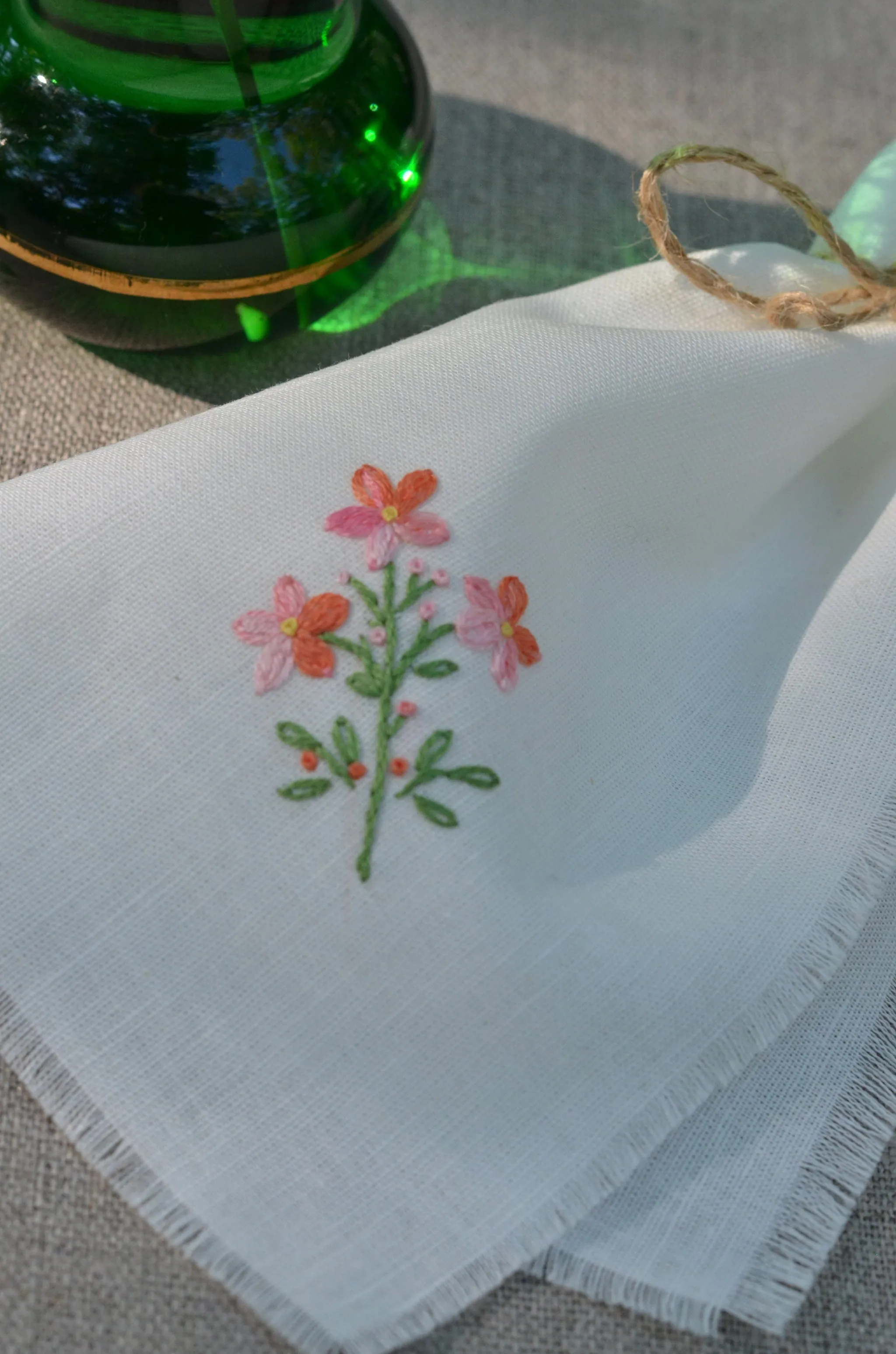 Garden Embroidered Linen Cocktail Napkins