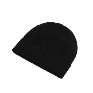 Gents Plain Knit Beanie Rib Turn Up Black