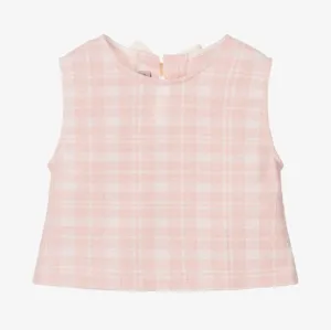 Girls' Pink Plaid Sleeveless Top