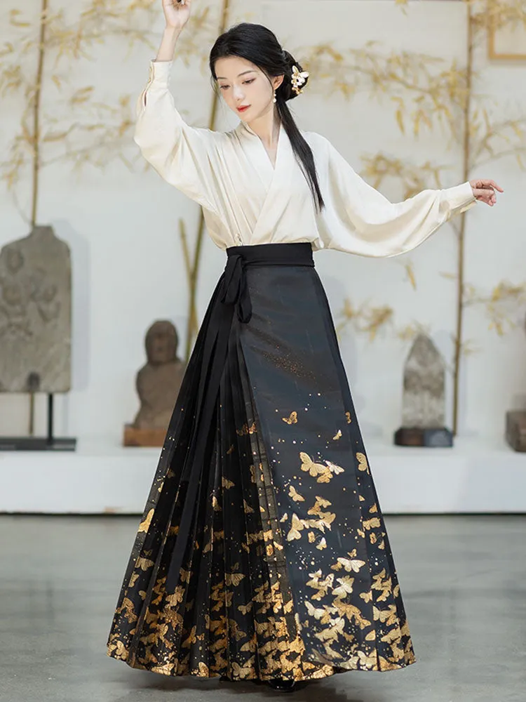 Golden Butterfly in a Dream - Mamianqun Hanfu Skirt