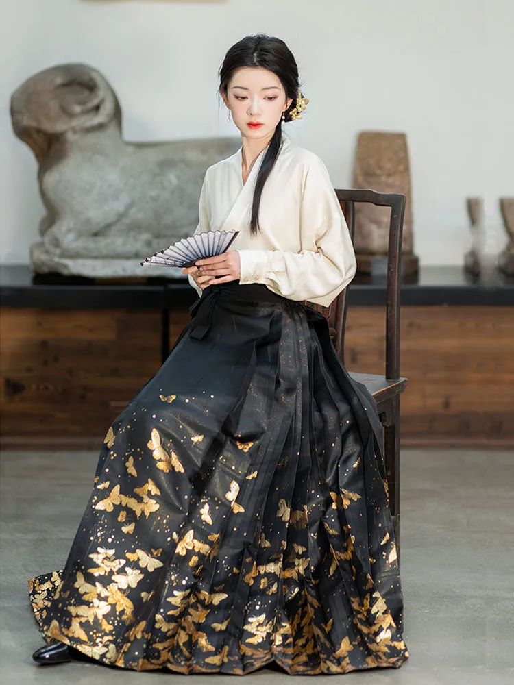 Golden Butterfly in a Dream - Mamianqun Hanfu Skirt