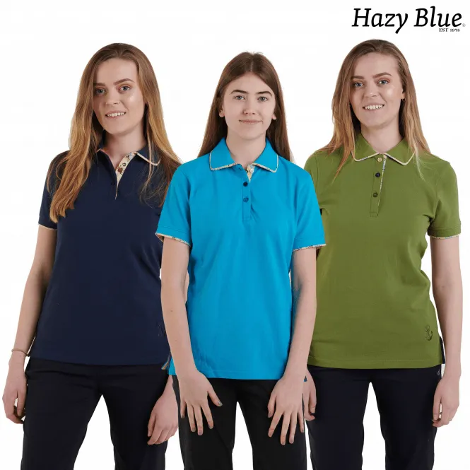 Hazy Blue Womens Short Sleeve Polo Shirt - Bella