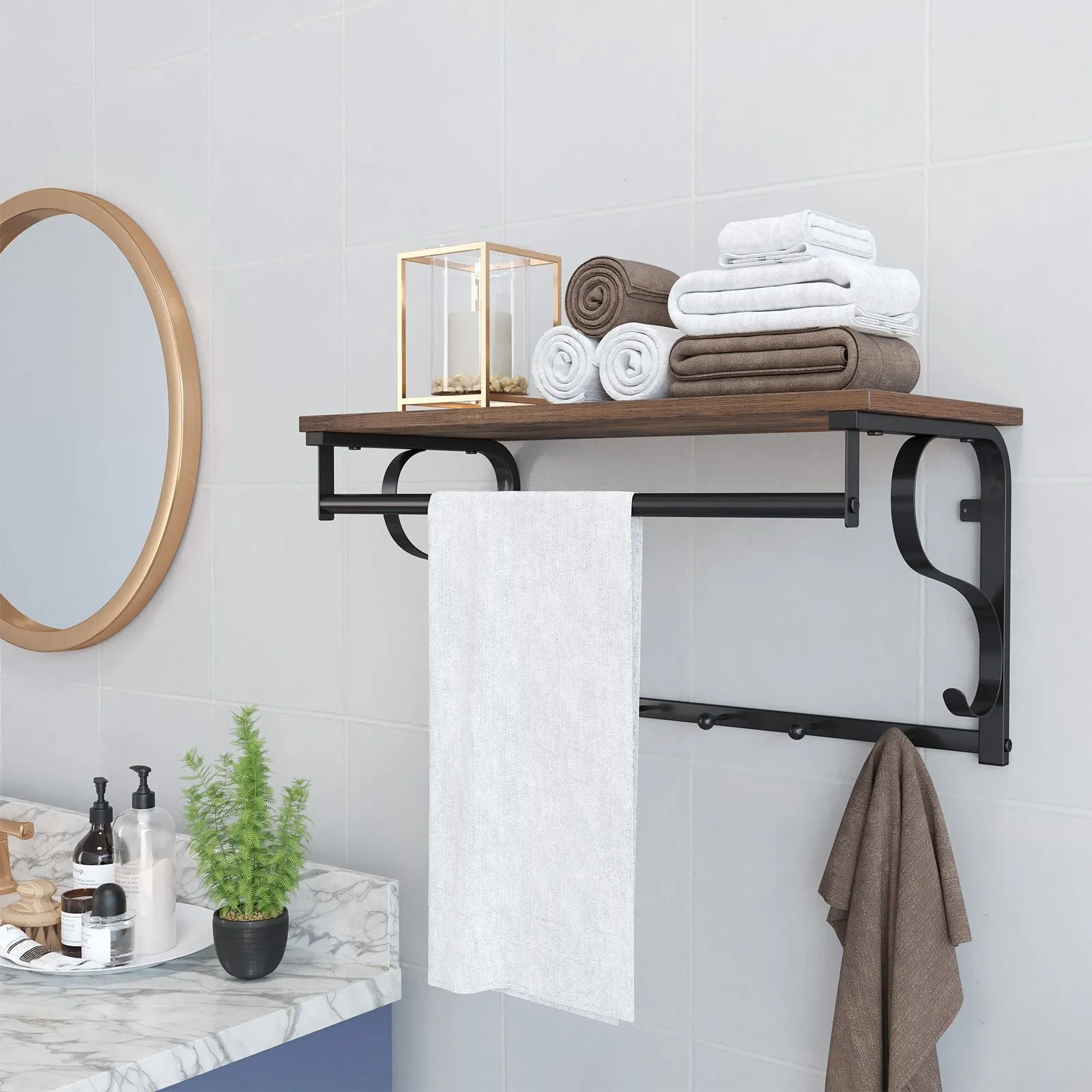 Industrial Coat Rack Shelf Wall Mounted