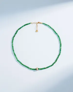 Infinite Beaded Emerald & Mini Diamond Rondelle Necklace