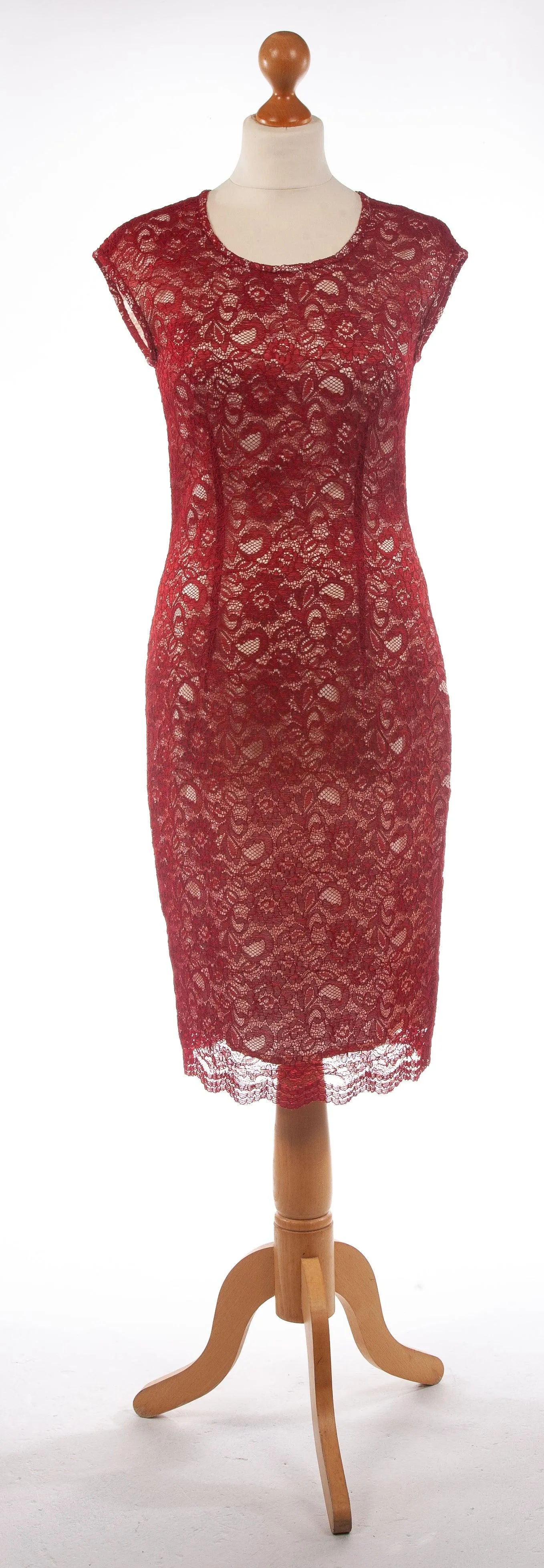 Jaeger Dress Red Lace over White Base UK Size10