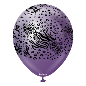 Kalisan 12" Mutant Printed Mirror Violet  Latex Balloon, 25 pieces